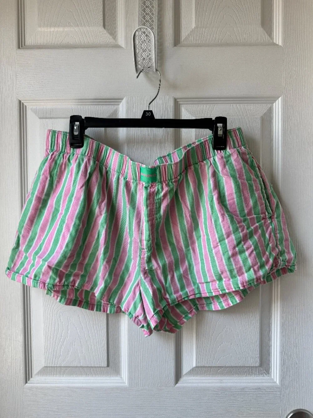 Pink and Green striped sleep shorts (XL)